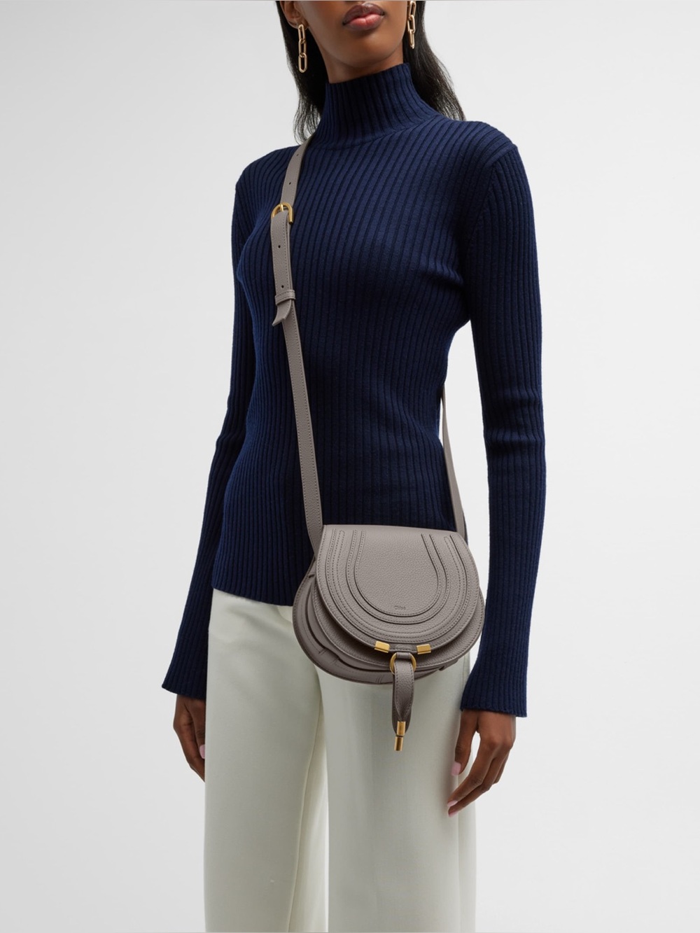 Chloe Small Marcie Saddle Bag in cashmere Gray like new - Picture 4 of 16